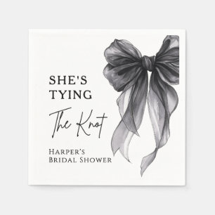 She's Tying The Knot Black Bow Bridal Shower Napkins