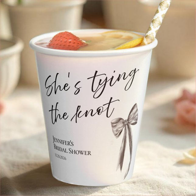 She's Tying the Knot Black Bow Bridal Shower Pape Paper Cups (Creator Uploaded)