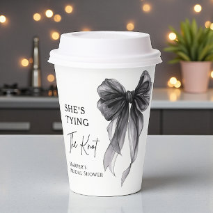 She's Tying The Knot Black Bow Bridal Shower Paper Cups