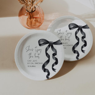 She's Tying the Knot Black Bow Bridal Shower Paper Plates