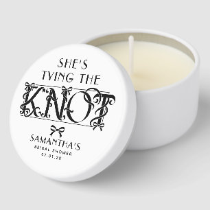 She's Tying The Knot Black Bow Chic Bridal Shower Mini Candle Favors