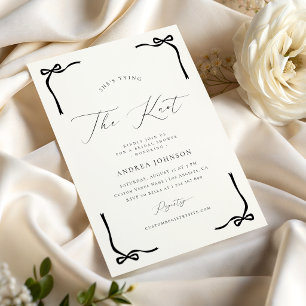 She's Tying the Knot Black Bow Frame Bridal Shower Invitation