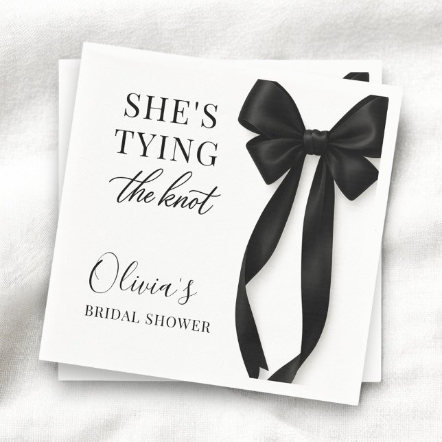 She's Tying The Knot Black Bow Party Napkins (Creator Uploaded)