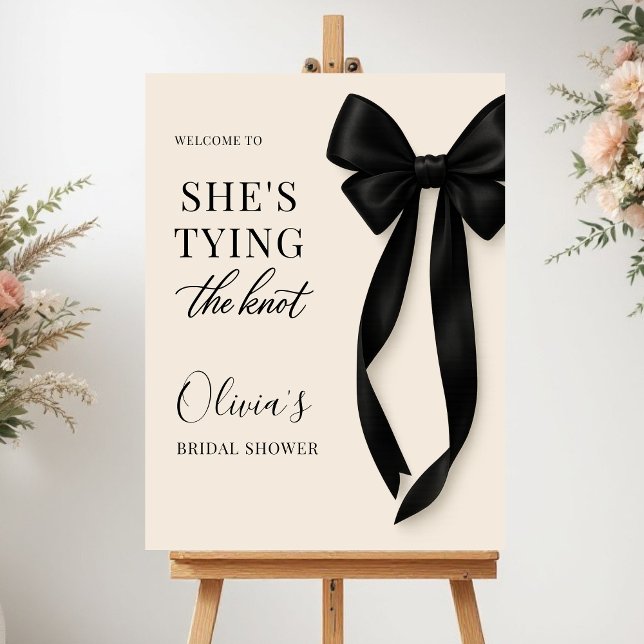 She's Tying The Knot Black Bow Welcome Sign (Creator Uploaded)