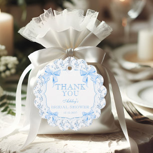 She's Tying the Knot Blue Bow Bridal Shower Favor Tags
