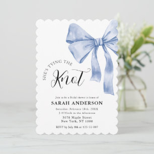 She's Tying the Knot blue bow Bridal Shower  Invitation