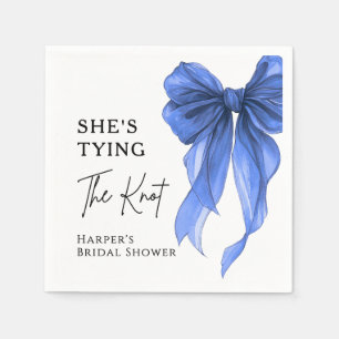 She's Tying The Knot Blue Bow Bridal Shower Napkins