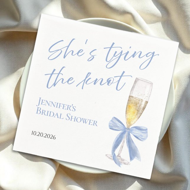 She's Tying the Knot | Blue Bow Bridal Shower Napkins (Creator Uploaded)