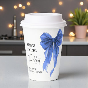 She's Tying The Knot Blue Bow Bridal Shower Paper Cups