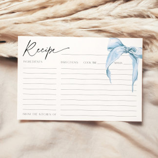 She's Tying the Knot Blue Bridal Bow Recipe Card
