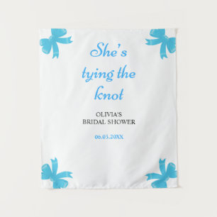 She's Tying The Knot Blue Bridal Shower Backdrop