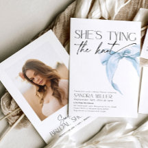 She's tying the knot blue Bridal Shower bow