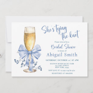 SHE'S TYING THE KNOT BLUE BRIDAL SHOWER INVITATION