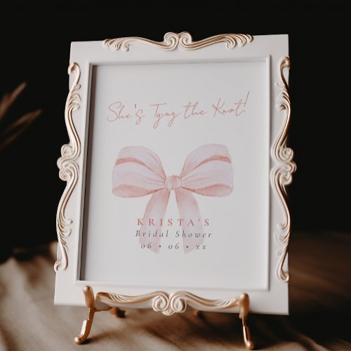 Shes Tying the Knot Blush Bow Bridal Shower Poster
