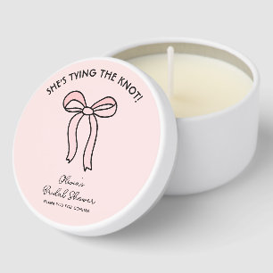 She's Tying The Knot Blush Pink Bow Bridal Shower Mini Candle Favors