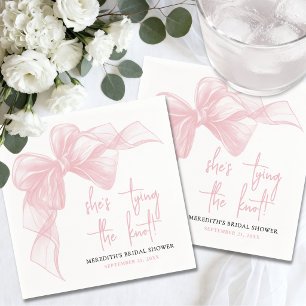 She's Tying The Knot Blush Pink Bow Bridal Shower Napkins