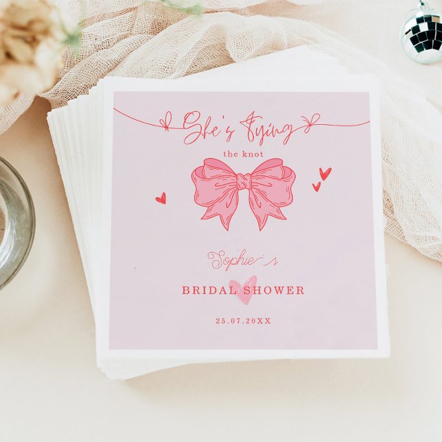 She's Tying the Knot Blush Pink Bow Bridal Shower Napkins (Creator Uploaded)