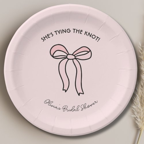 Shes Tying The Knot Blush Pink Bow Bridal Shower Paper Plates