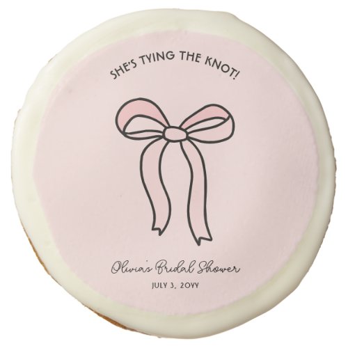 Shes Tying The Knot Blush Pink Bow Bridal Shower Sugar Cookie