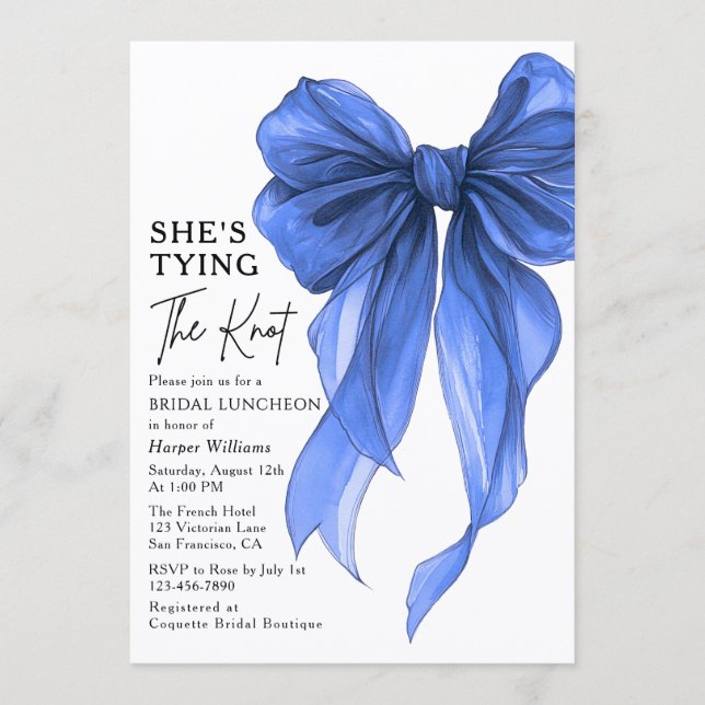 She's Tying The Knot Bow Bridal Luncheon Invitation (Front)