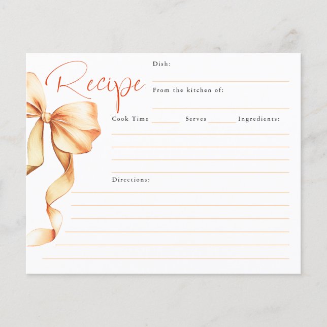She's Tying the Knot Bow Bridal Recipe Card (Front)