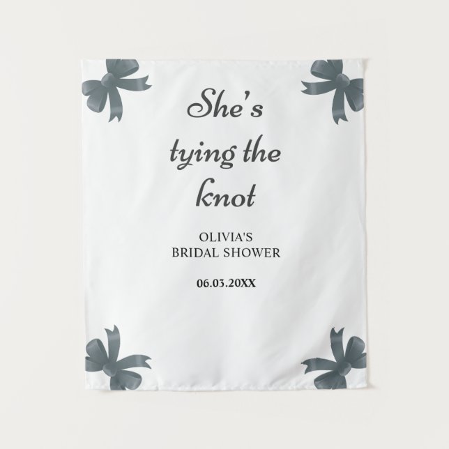 She's Tying The Knot Bow Bridal Shower Backdrop (Front)