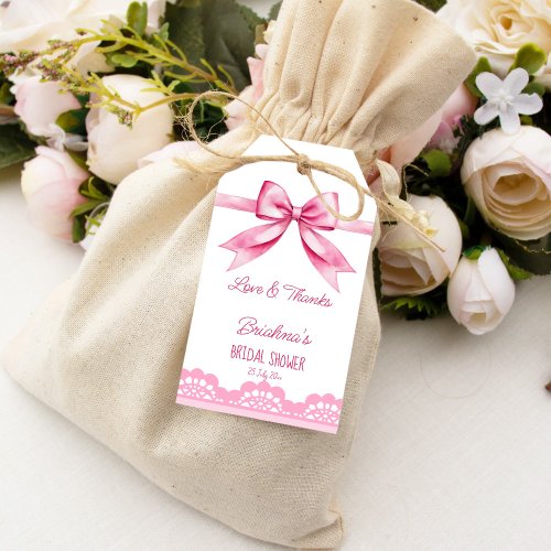 Shes tying the knot bow bridal shower favor gift tags