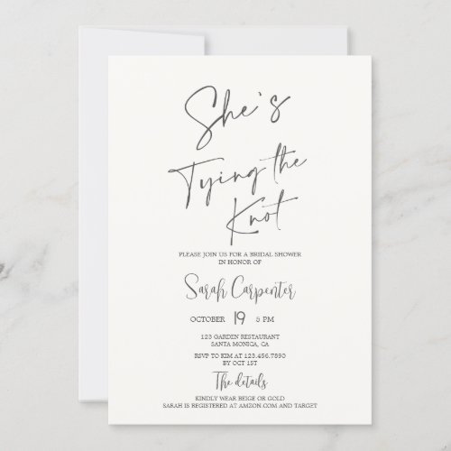 Shes Tying the Knot Bow Bridal Shower Invitation