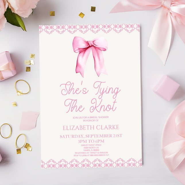 She's Tying The Knot Bow Bridal Shower Invitation (Creator Uploaded)