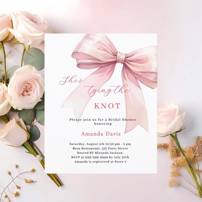 She's tying the knot bow Bridal Shower invitation (Creator Uploaded)