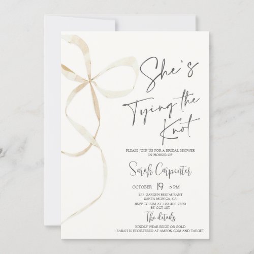 Shes Tying the Knot Bow Bridal Shower Invitation