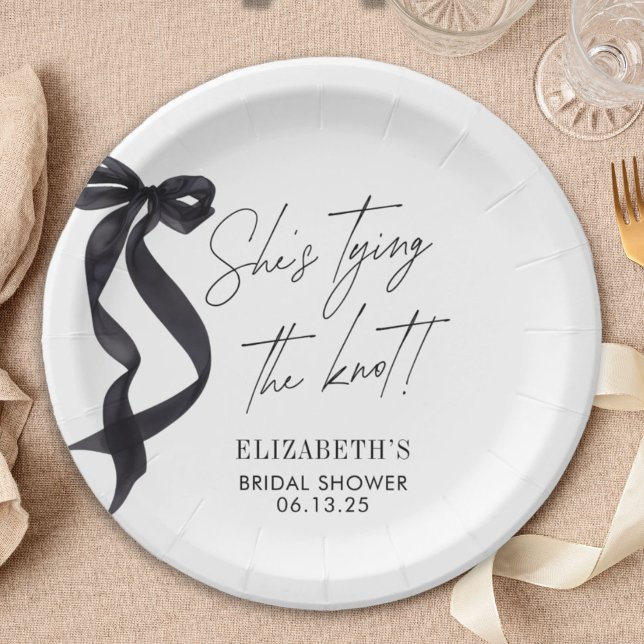 She's Tying the Knot Bow Bridal Shower  Paper Plates (Creator Uploaded)