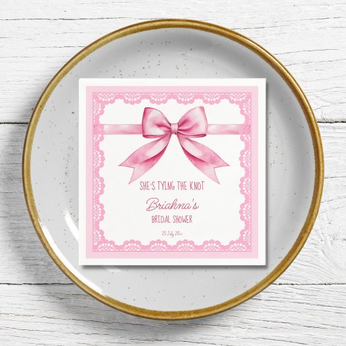 Shes tying the knot bow bridal shower printed napkins