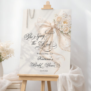 She's Tying the Knot Bow Bridal Shower Welcome Foam Board