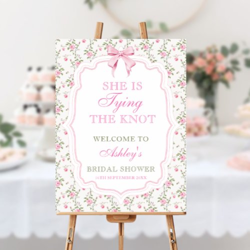 Shes Tying the Knot Bow Bridal Shower Welcome Foam Board