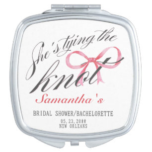She's Tying the Knot Bow Coquette Bridal Shower Compact Mirror