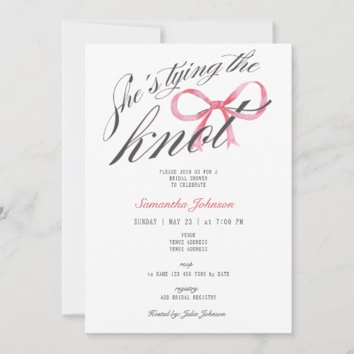 Shes Tying the Knot Bow Coquette Bridal Shower Invitation