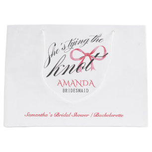 She's Tying the Knot Bow Coquette Bridal Shower Large Gift Bag