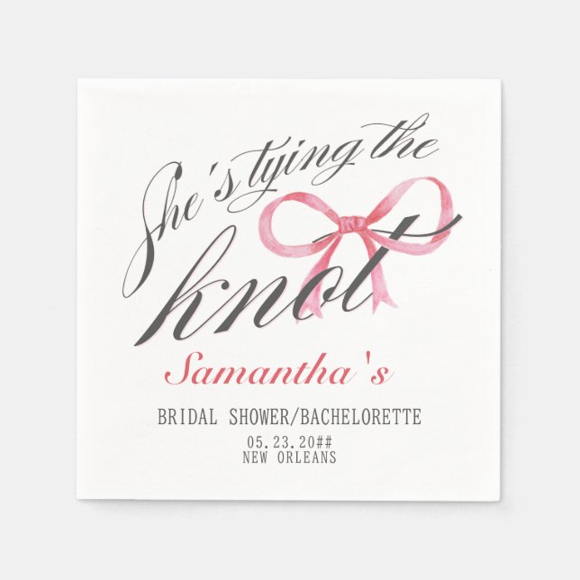 She's Tying the Knot Bow Coquette Bridal Shower Napkins (Front)