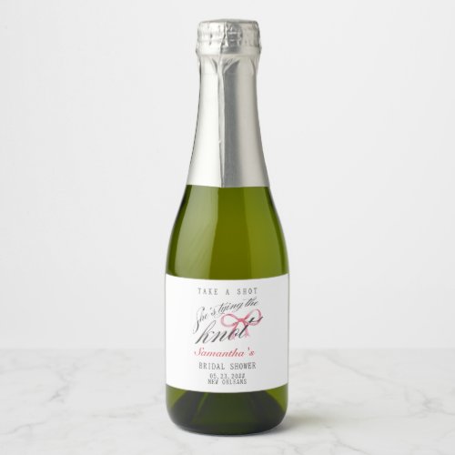 Shes Tying the Knot Bow Coquette Bridal Shower Sparkling Wine Label