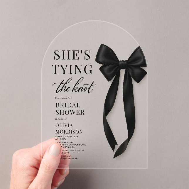 She's Tying The Knot Bridal Shower  Acrylic Invitations (Insitu (Handheld))