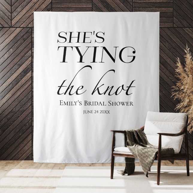 She's tying the knot | Bridal Shower Backdrop (Creator Uploaded)