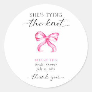 She's Tying the Knot Bridal Shower Custom Classic Round Sticker