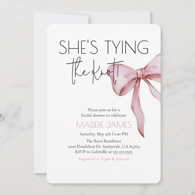 She's Tying The Knot Bridal Shower Invitation (Front)
