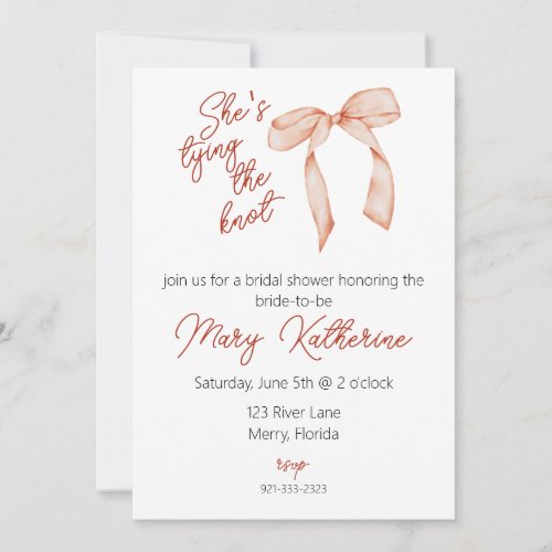 Shes tying the Knot Bridal Shower Invitation