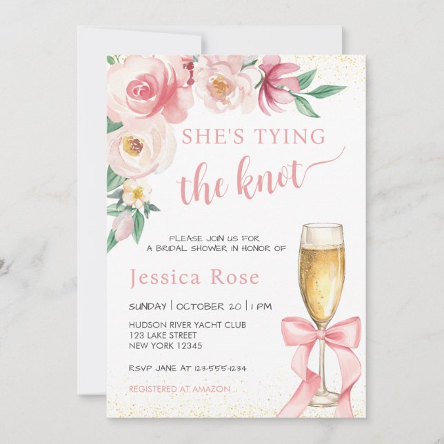 SHE'S TYING THE KNOT BRIDAL SHOWER INVITATION (Front)