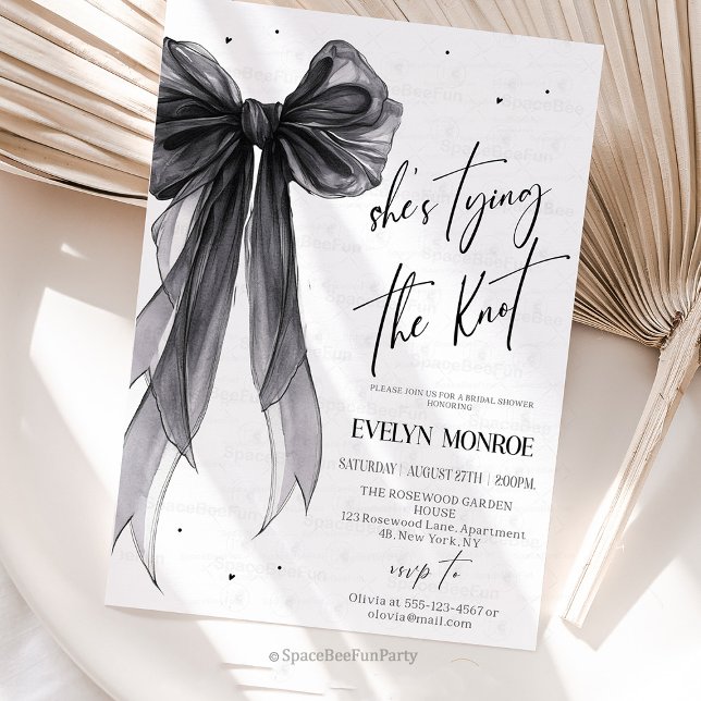 She's tying the knot Bridal shower  Invitation (She's tying the knot Bridal shower invitation Editable Bachelorette Party Invite Bow Modern Brunch P)