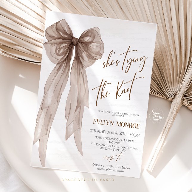 She's tying the knot Bridal shower  Invitation (She's tying the knot,Bridal shower,invitation bow,Editable invite,Bachelorette invite,Party Invite b)