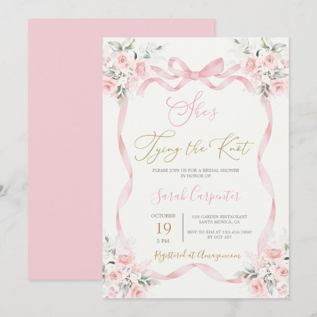 She's Tying the Knot Bridal Shower Invitation (Front/Back)