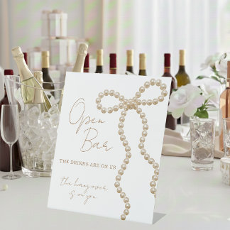 She's Tying the Knot Bridal Shower Open Bar Pedestal Sign